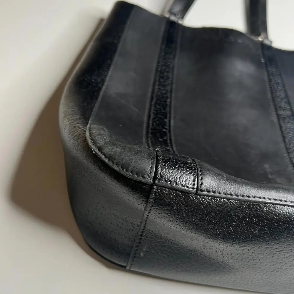 Coach F9E-6706 Black Leather Tote Shoulder‎ Bag Purse Classic Vintage